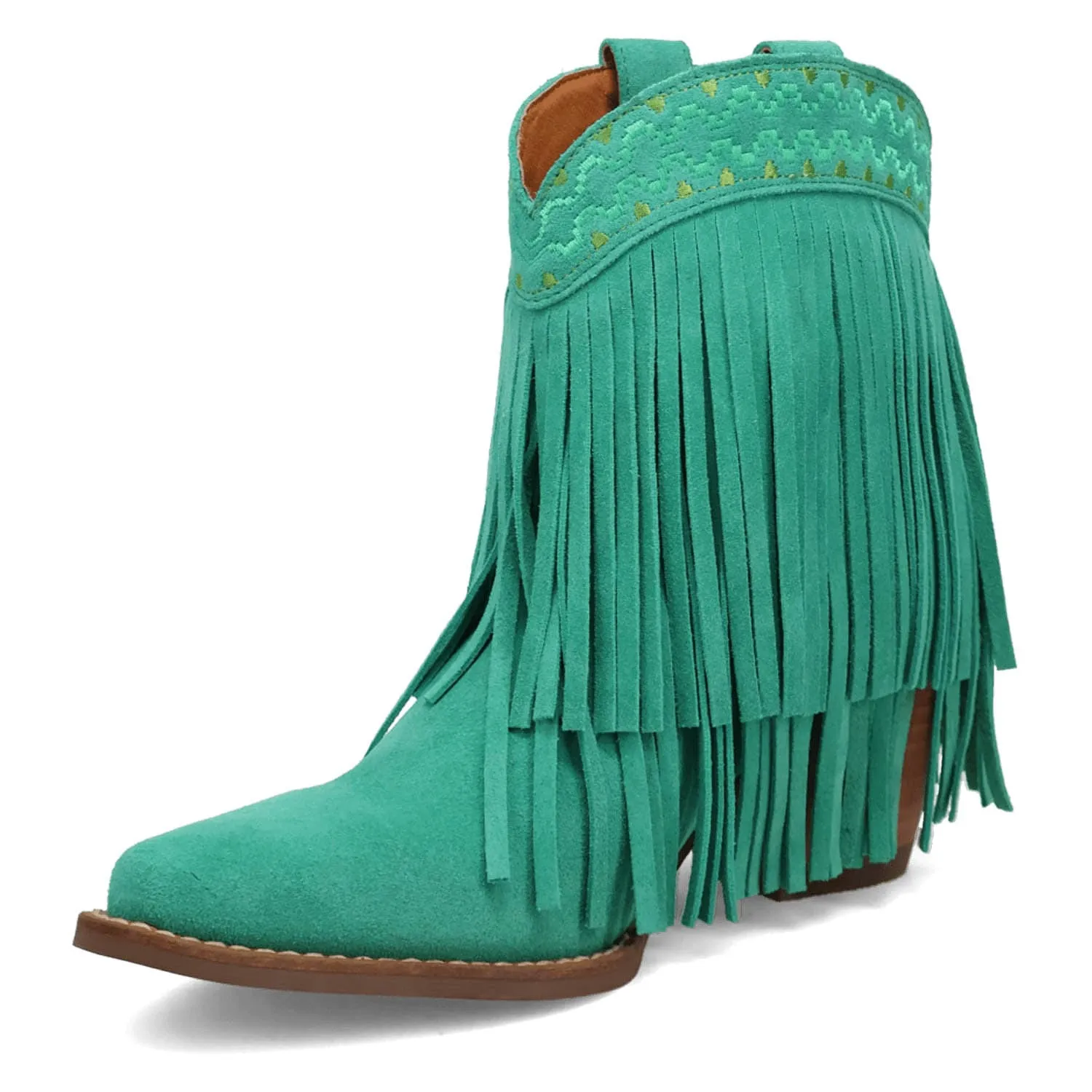 Dingo Womens Tapadero Bootie Green Suede Cowboy Boots